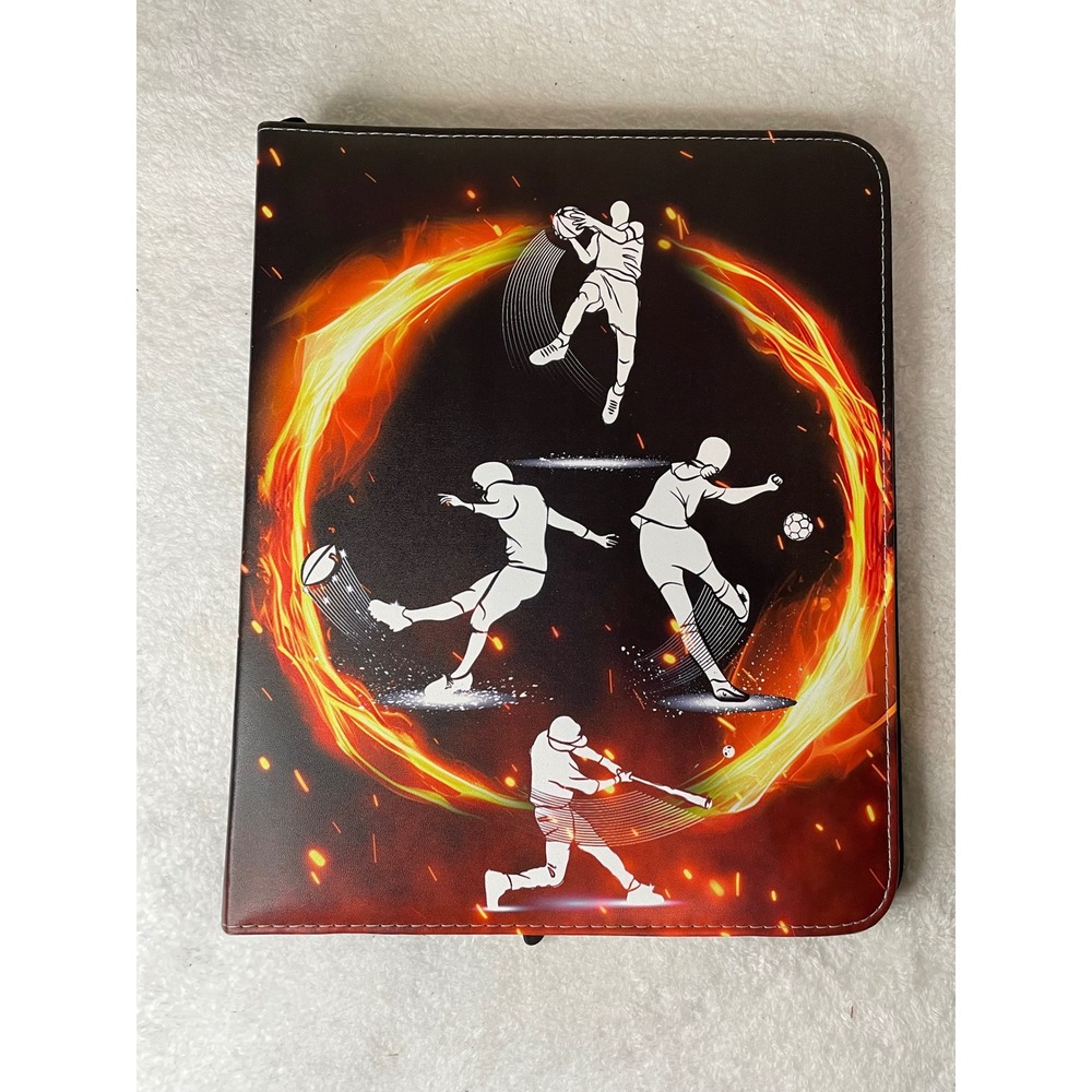 Sports Trading Card Binder 9-Pocket Zippered Album Football Baseball Basketball